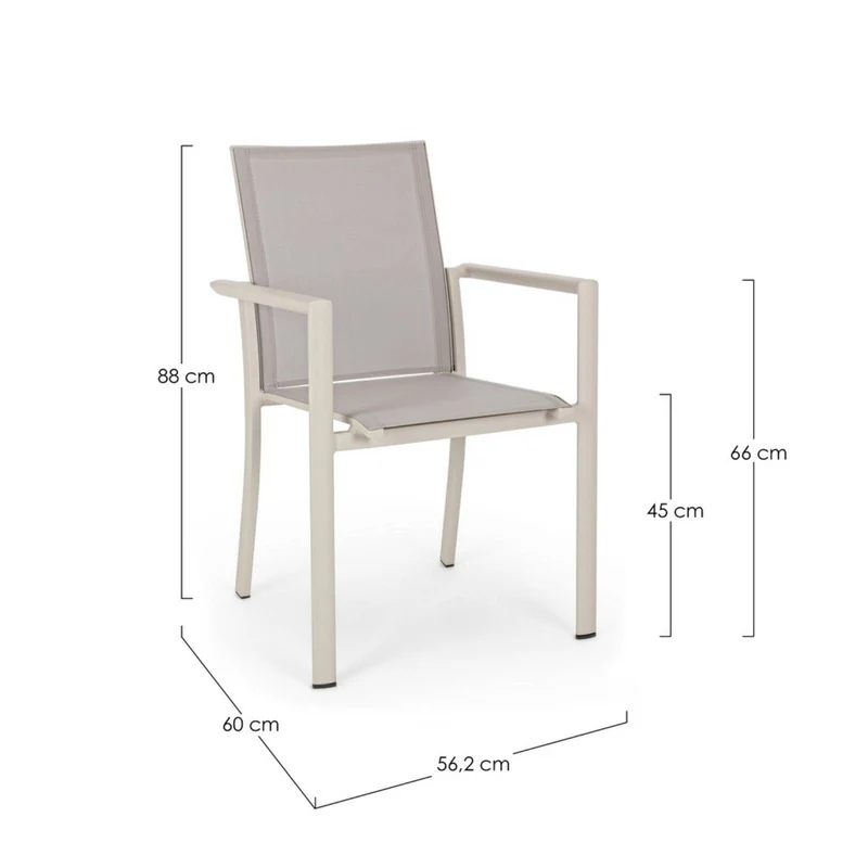 Sedia "Konnor" struttura in alluminio, seduta in textilene, ideale per interno ed esterno