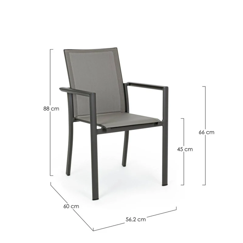 Sedia "Konnor" struttura in alluminio, seduta in textilene, ideale per interno ed esterno