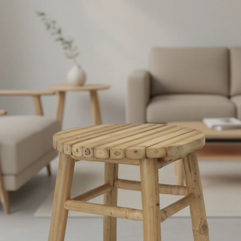 Sgabello in bambù, per interno ed esterno, resistente e comodo da 35 x 38h cm