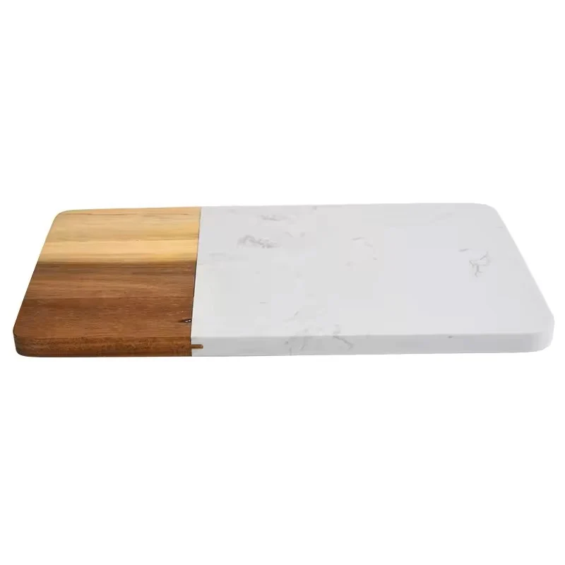 Tagliere in legno e marmo per alimenti set con 3 utensili , 30 x 21 cm