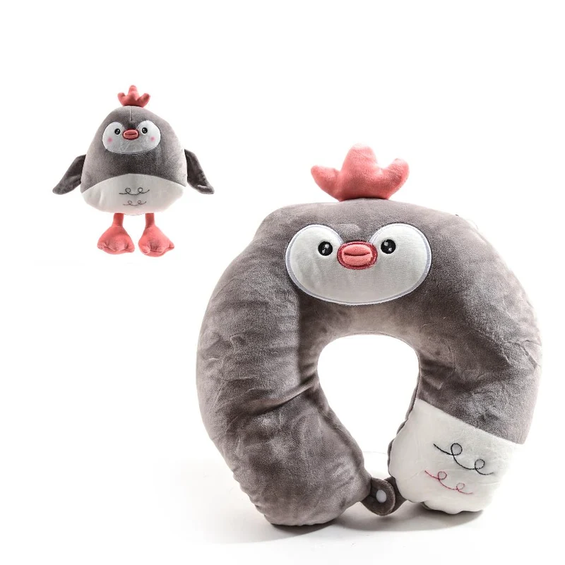 Cuscino da viaggio con peluche a forma di animaletto in poliestere, 28 x 11 x 30 cm