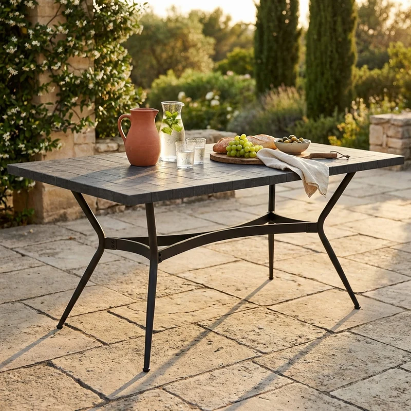Tavolo da Giardino Minosse in Ceramica Antracite