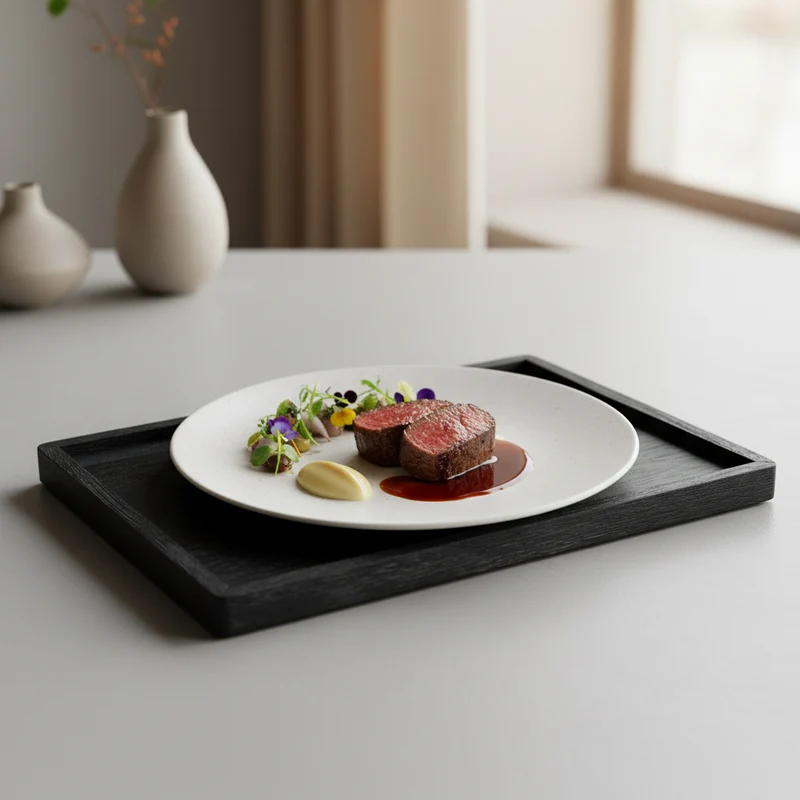 Vassoio in legno di mango colore nero