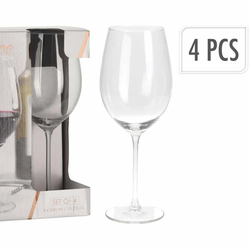 Calici decorativi in vetro trasparente per vino rosso 540 ml set da 4