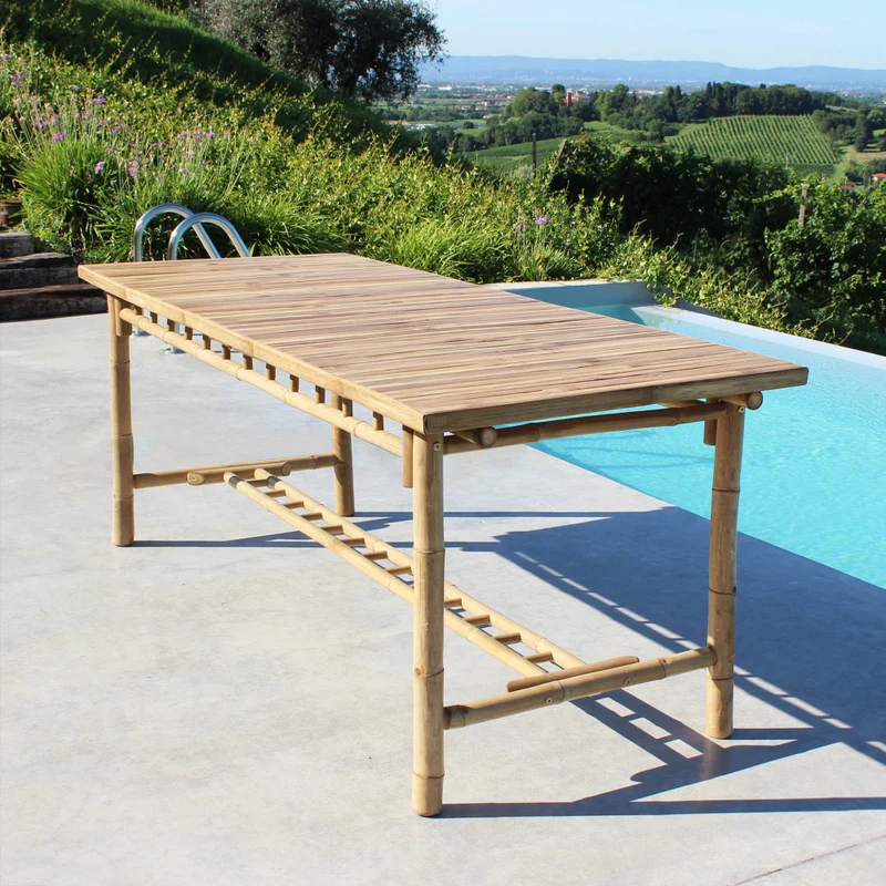 Tavolo rettangolare "Cuba Libre" in legno di Bamboo, per esterno, 200 x 80 x 75 cm