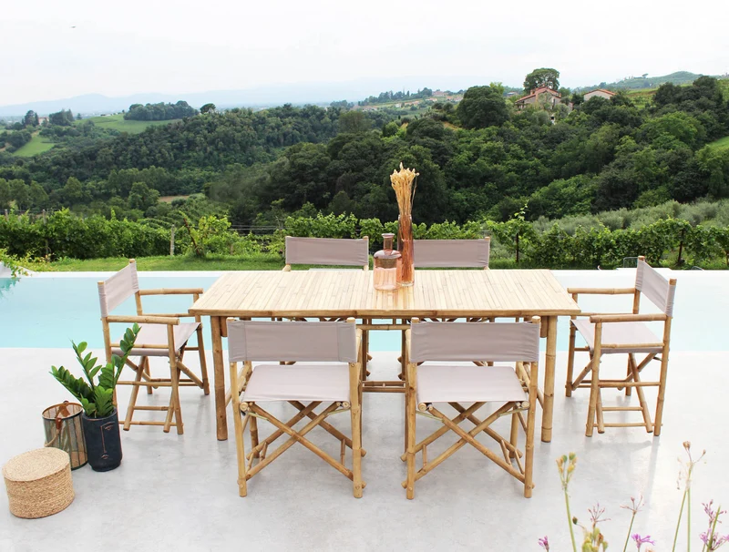 Tavolo rettangolare "Cuba Libre" in legno di Bamboo, per esterno, 200 x 80 x 75 cm