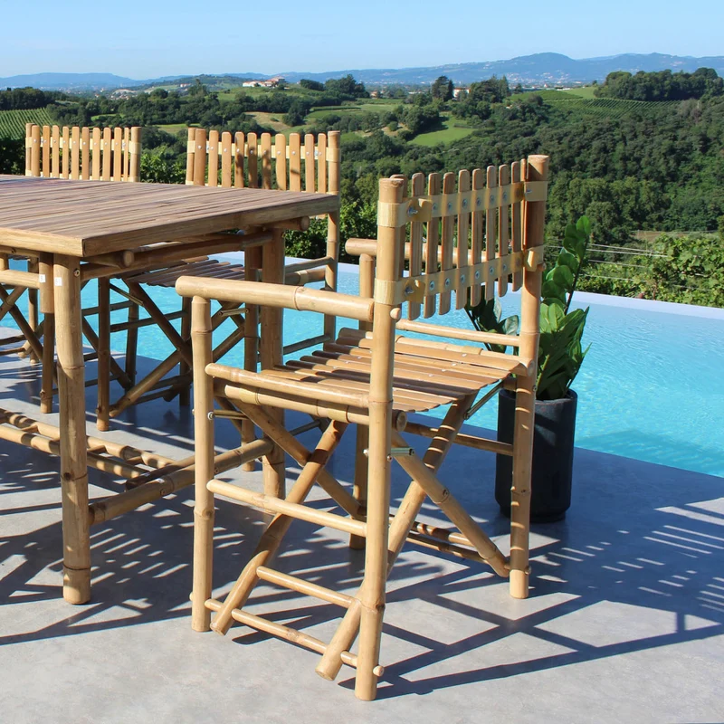 Sedia regista "Mimosa" in legno di Bamboo, 60 x 44 x 88 cm
