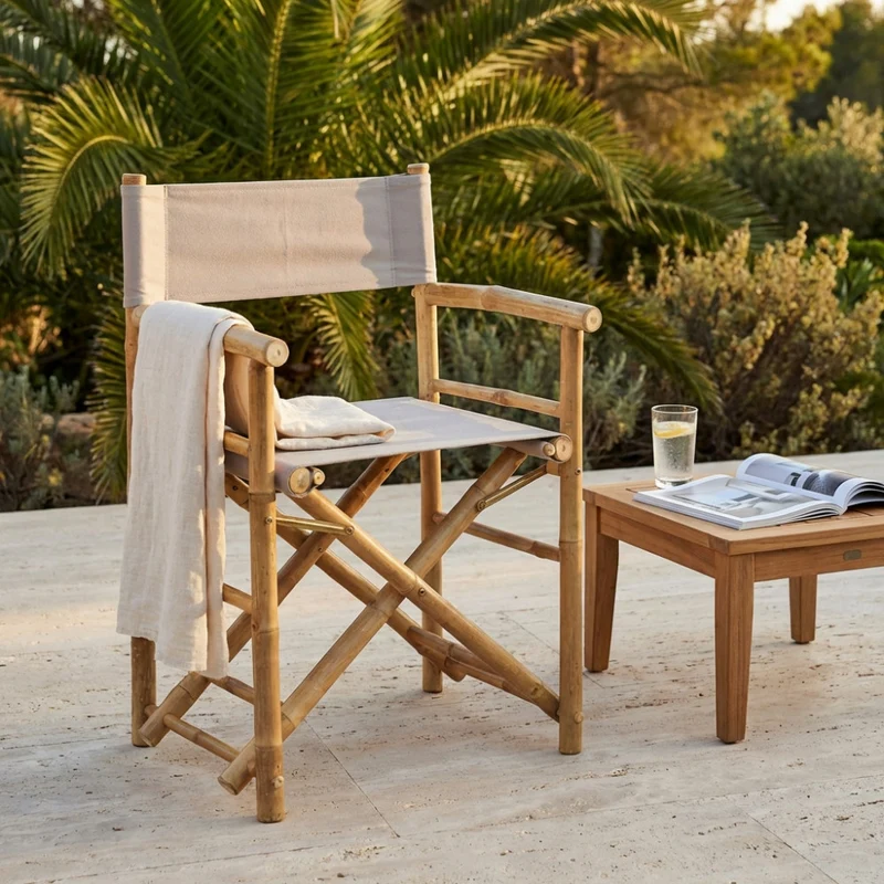 Sedia regista "Mojito" da esterno in legno di Bamboo, 60 x 44 x 88 cm