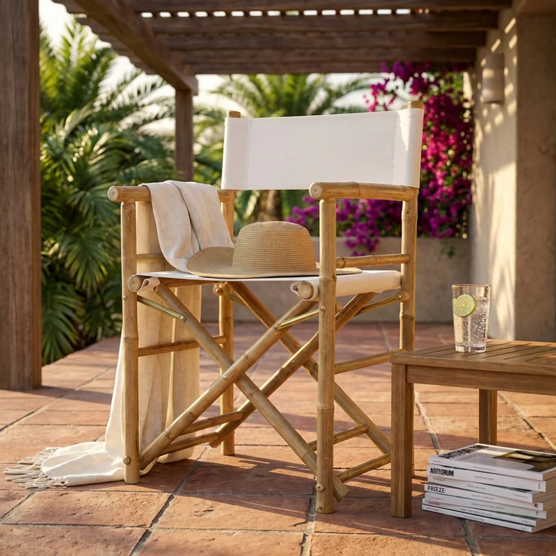 Sedia regista "Mojito" da esterno in legno di Bamboo, 60 x 44 x 88 cm