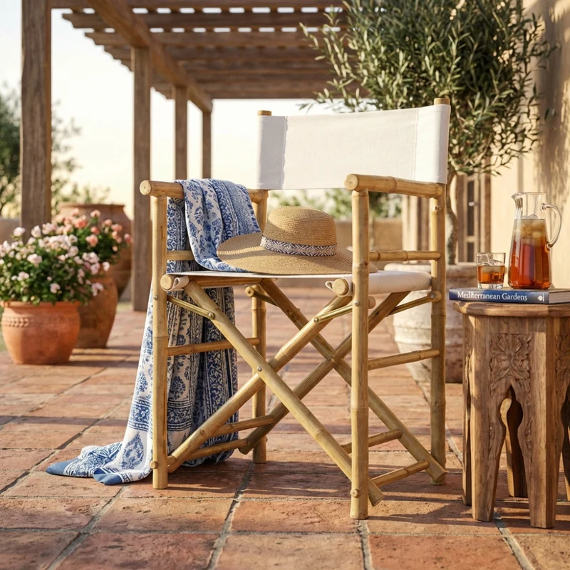 Sedia regista "Mojito" da esterno in legno di Bamboo, 60 x 44 x 88 cm