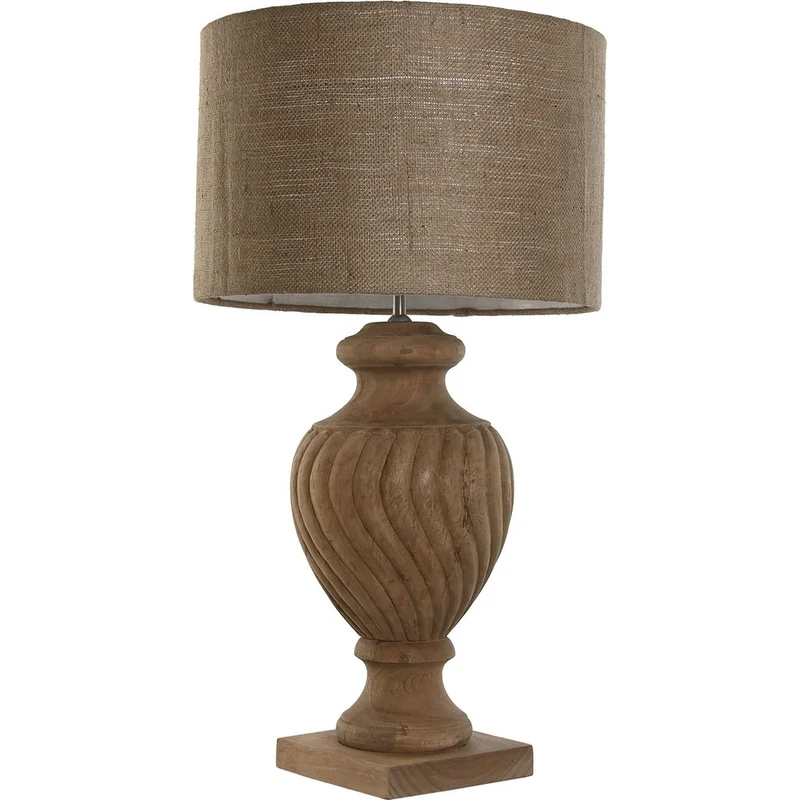 Lampada da tavolo legno e iuta H 87