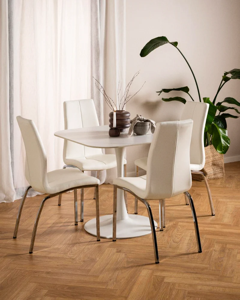Tavolo da pranzo con piano in ceramica effetto venato Malta