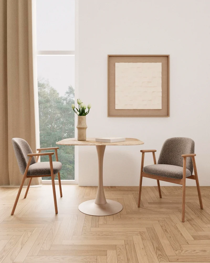 Tavolo da pranzo con piano in ceramica effetto marmo Malta