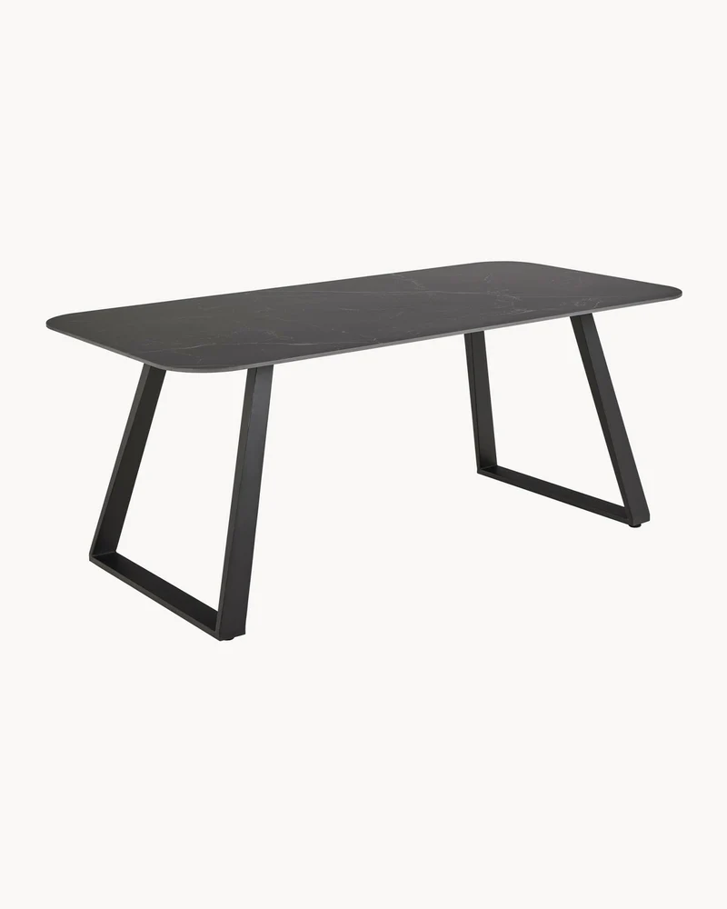 Tavolo da pranzo con piano in ceramica effetto venato