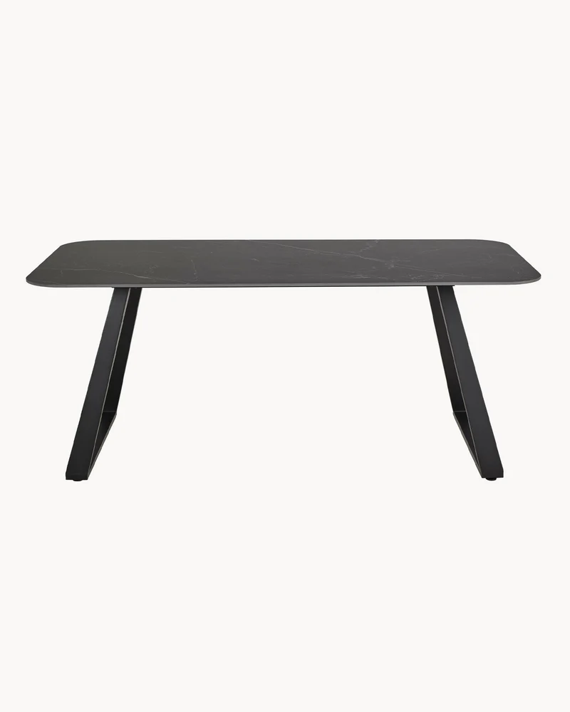 Tavolo da pranzo con piano in ceramica effetto venato