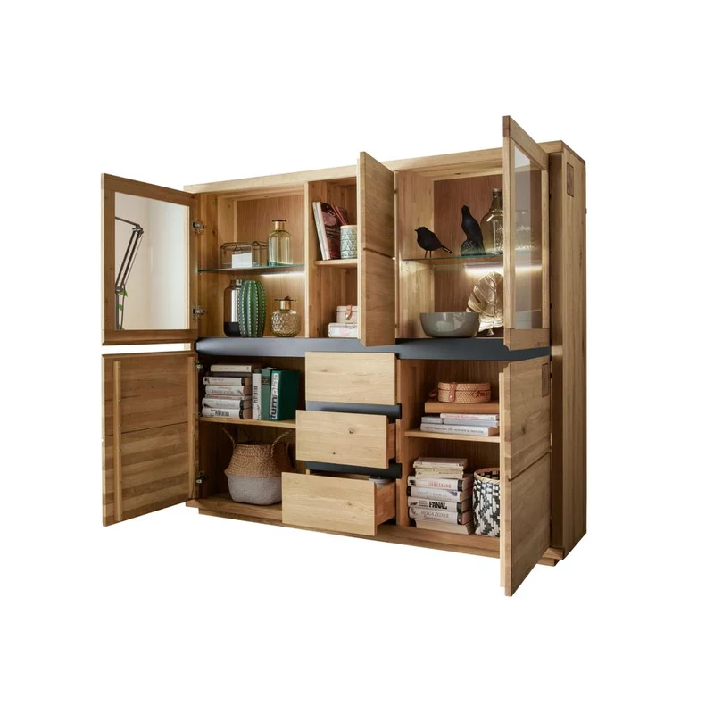 Credenza Fende II WZ-0159 in Rovere Selvatico Oliato con Vetrina