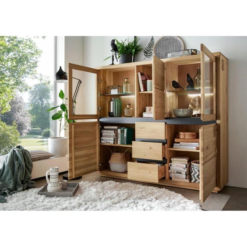 Credenza Fende II WZ-0159 in Rovere Selvatico Oliato con Vetrina