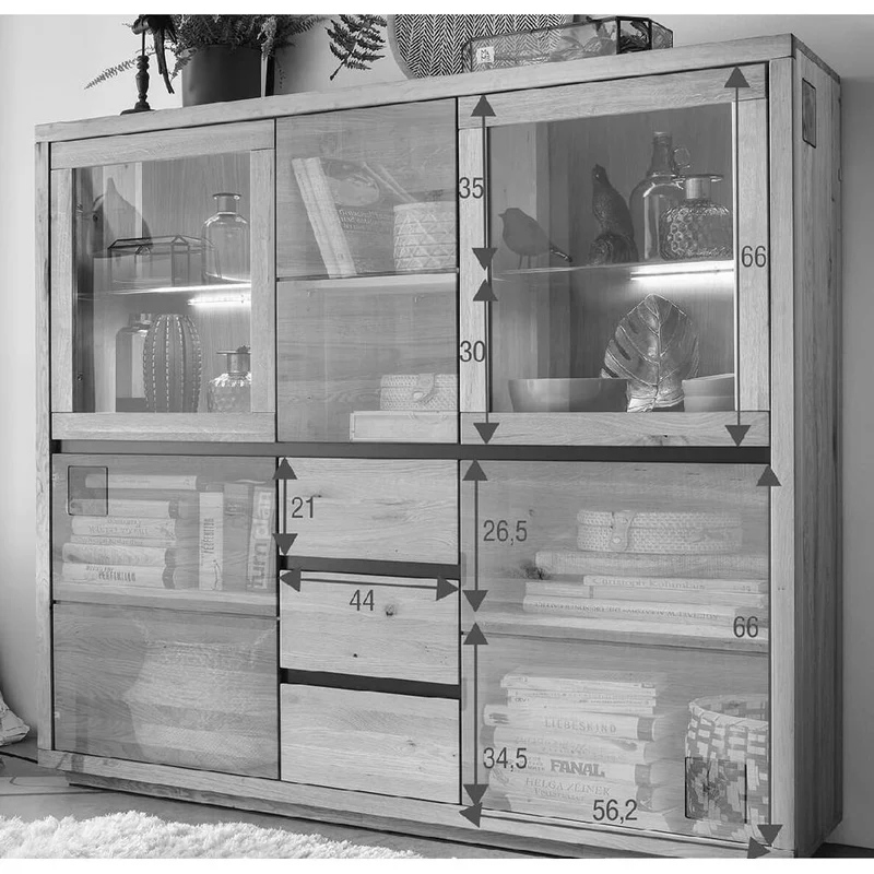 Credenza Fende II WZ-0159 in Rovere Selvatico Oliato con Vetrina