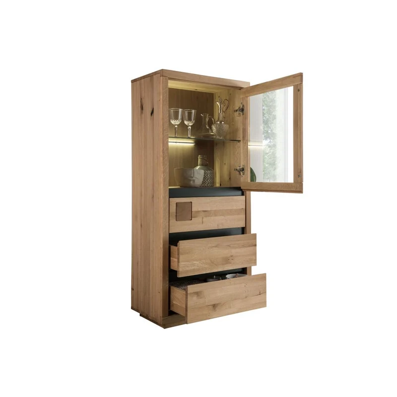 Credenza Alta Fende IV: Eleganza Naturale e Funzionalità in Rovere Selvatico