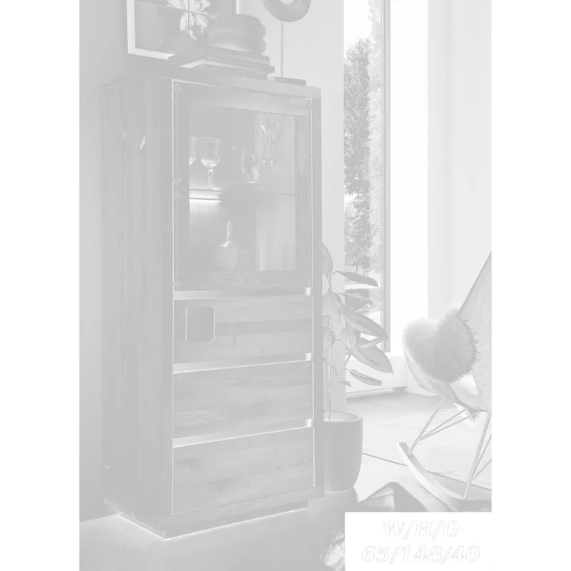 Credenza Alta Fende IV: Eleganza Naturale e Funzionalità in Rovere Selvatico