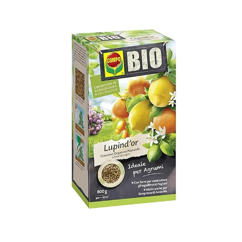 COMPO BIO Lupind’or plus 800 , concime organico naturale a base di lupini, per agrumi e sempreverdi Acidofile