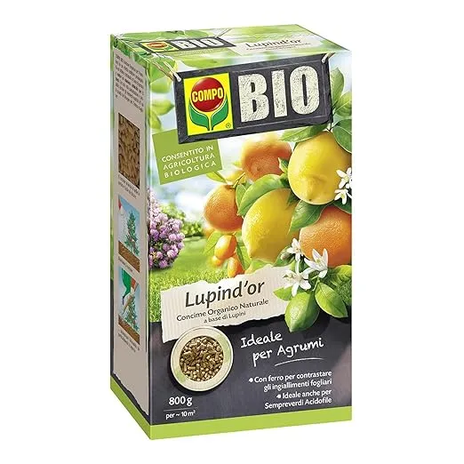 COMPO BIO Lupind’or plus 800 , concime organico naturale a base di lupini, per agrumi e sempreverdi Acidofile