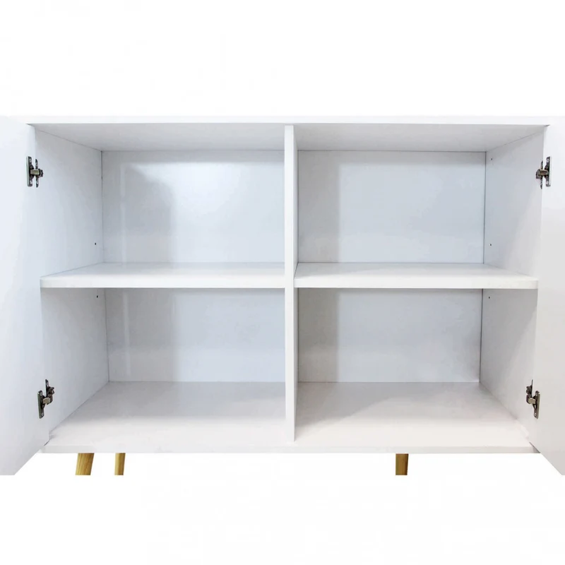 Mobile in legno "Bradley" con 2 ante e 3 cassetti in legno bianco e naturale, 147 x 39 x 82 h cm