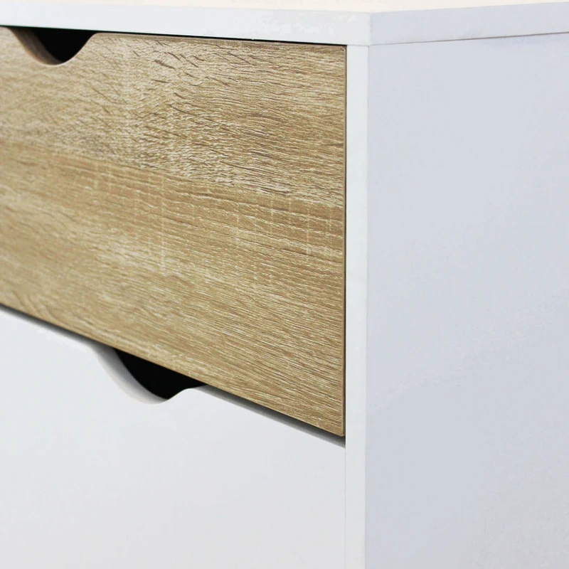 Mobile in legno "Bradley" con 2 ante e 3 cassetti in legno bianco e naturale, 147 x 39 x 82 h cm