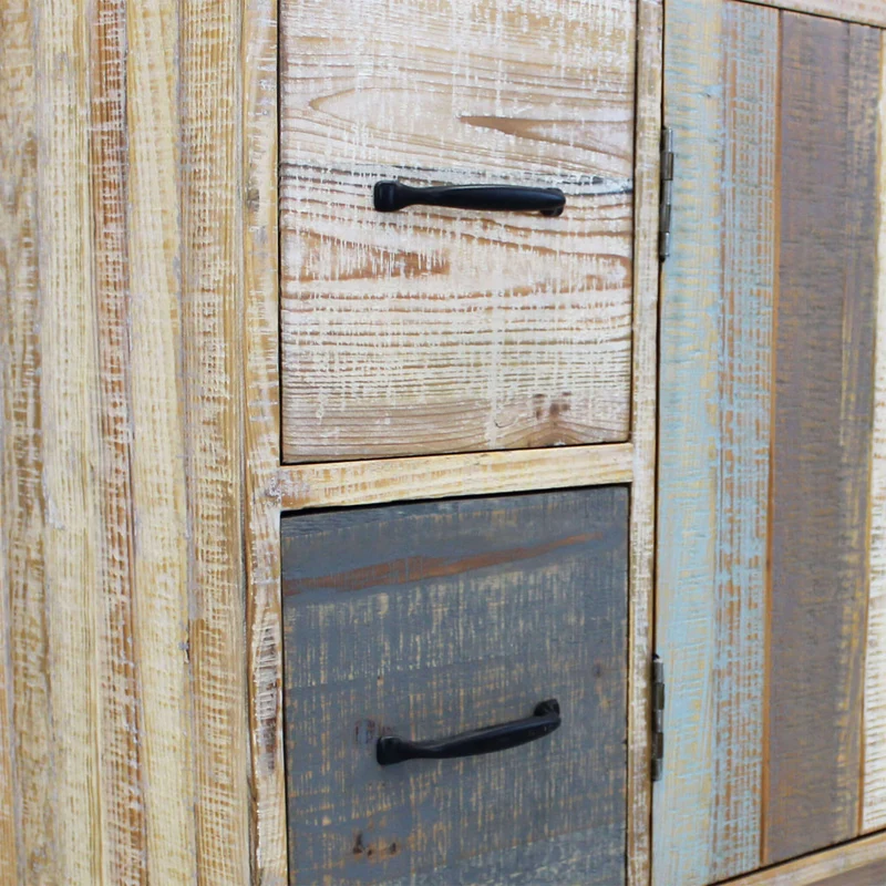 Mobile in legno "Fred" con 4 cassetti e 2 ante in legno colorato, 131 x 40 x 77 h cm