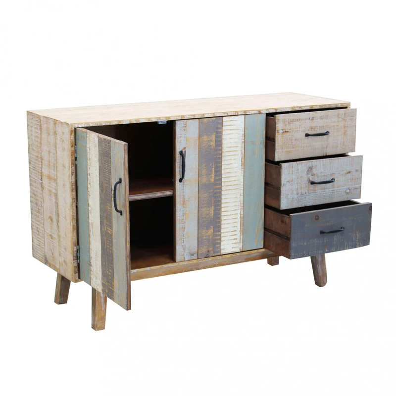 Mobile in legno "Felix" 3 cassetti e 2 ante in legno colorato, 126 x 40 x 78 h cm