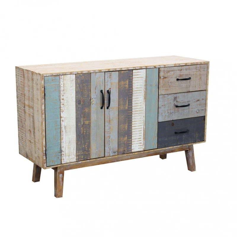 Mobile in legno "Felix" 3 cassetti e 2 ante in legno colorato, 126 x 40 x 78 h cm
