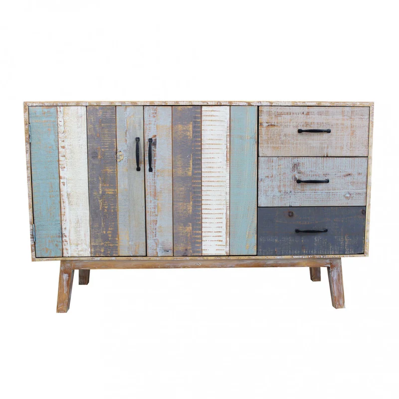 Mobile in legno "Felix" 3 cassetti e 2 ante in legno colorato, 126 x 40 x 78 h cm