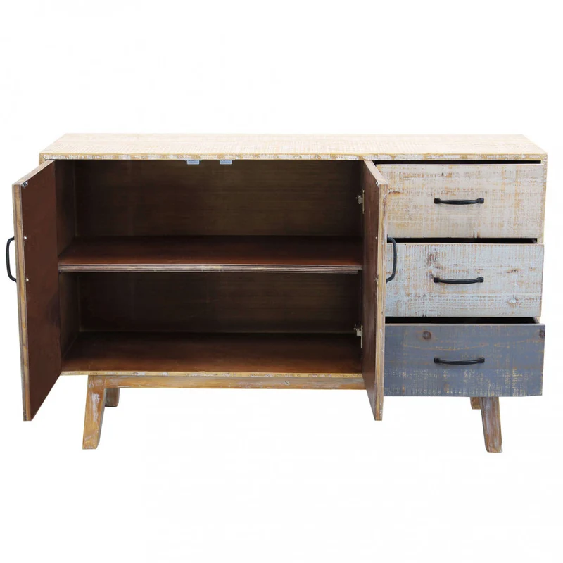 Mobile in legno "Felix" 3 cassetti e 2 ante in legno colorato, 126 x 40 x 78 h cm