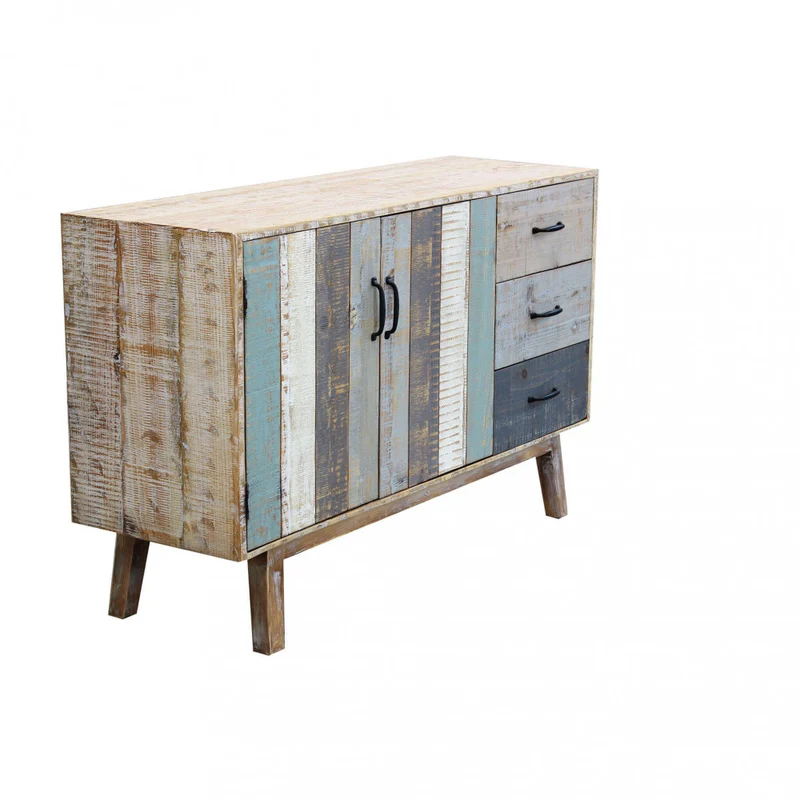 Mobile in legno "Felix" 3 cassetti e 2 ante in legno colorato, 126 x 40 x 78 h cm