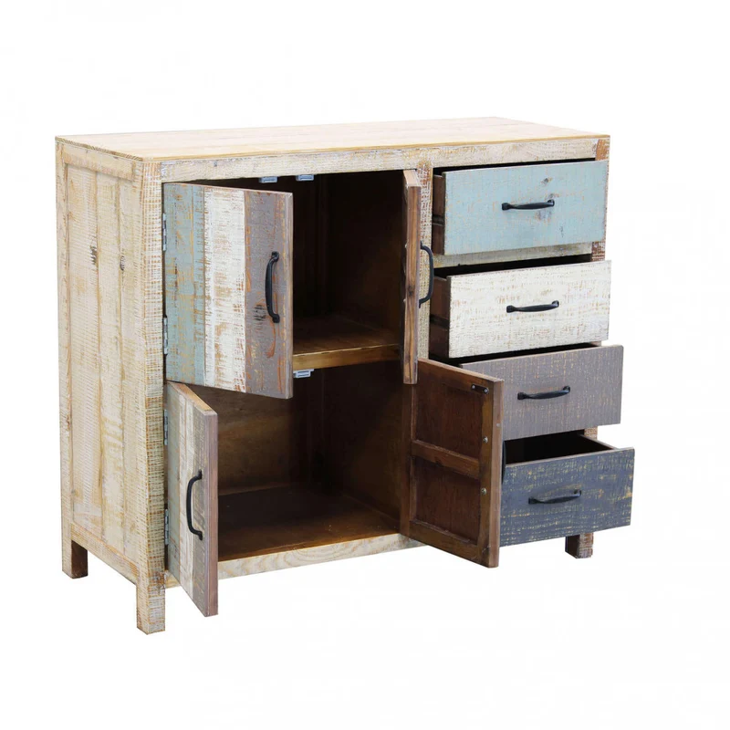 Mobile in legno "Edison" con 4 cassetti e 4 ante in legno colorato, 100 x 40 x 86 h cm