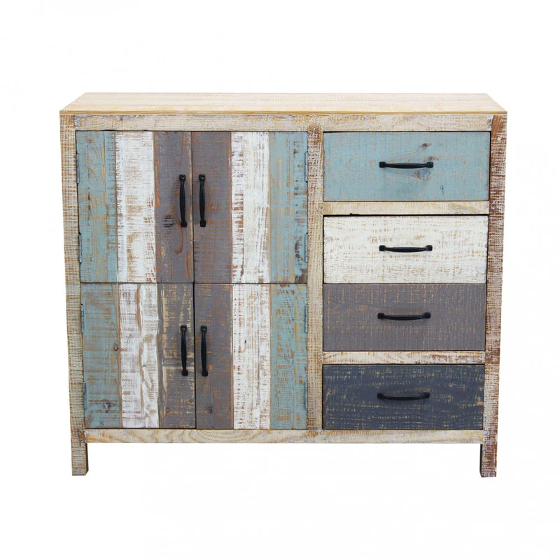 Mobile in legno "Edison" con 4 cassetti e 4 ante in legno colorato, 100 x 40 x 86 h cm