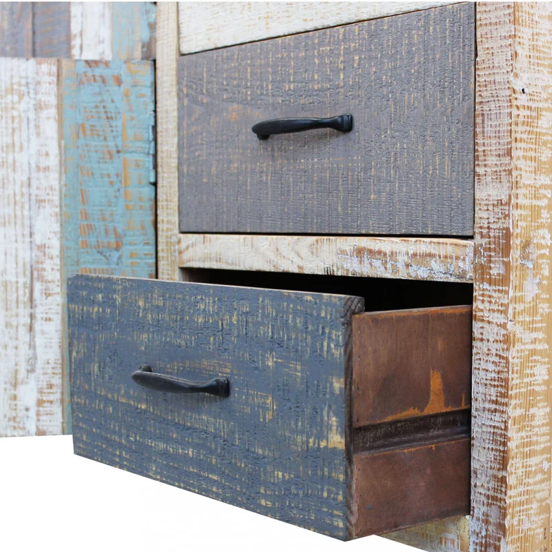 Mobile in legno "Edison" con 4 cassetti e 4 ante in legno colorato, 100 x 40 x 86 h cm