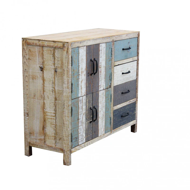 Mobile in legno "Edison" con 4 cassetti e 4 ante in legno colorato, 100 x 40 x 86 h cm