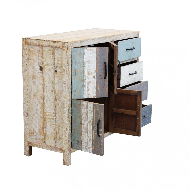 Mobile in legno "Edison" con 4 cassetti e 4 ante in legno colorato, 100 x 40 x 86 h cm