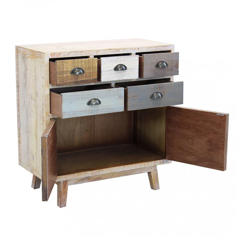 Mobile in legno "Clark" con 4 cassetti e 2 ante in legno colorato 80 x 40 x 85 h cm