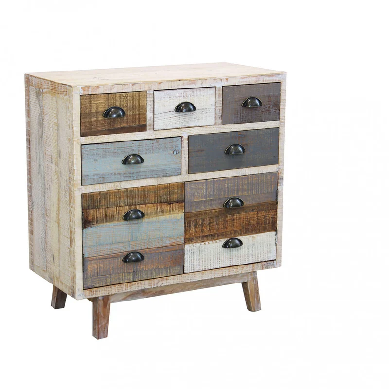 Mobile in legno "Clark" con 4 cassetti e 2 ante in legno colorato 80 x 40 x 85 h cm