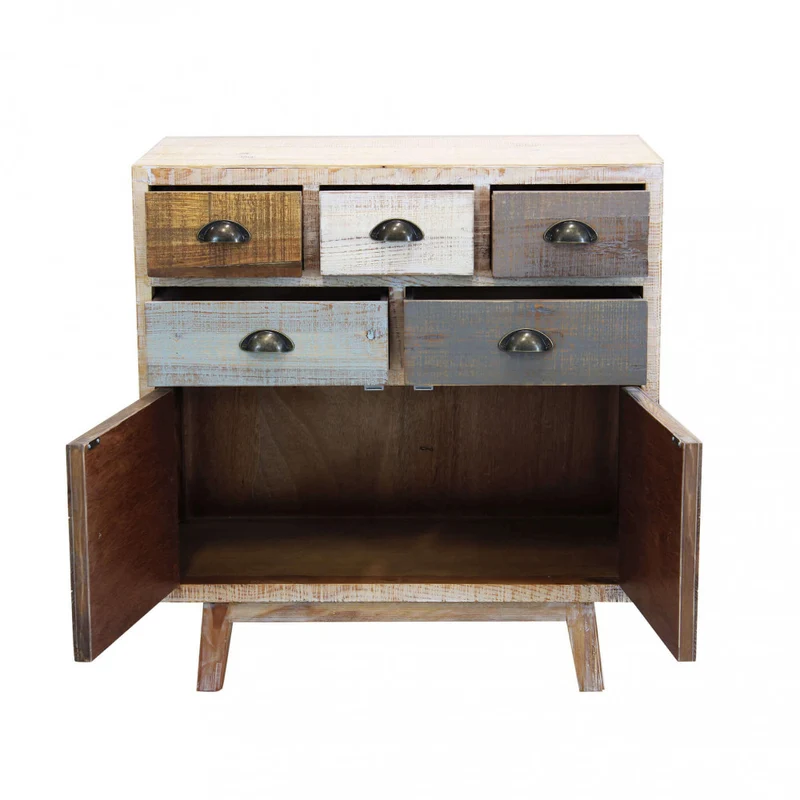 Mobile in legno "Clark" con 4 cassetti e 2 ante in legno colorato 80 x 40 x 85 h cm