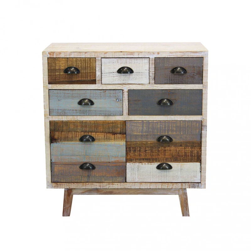 Mobile in legno "Clark" con 4 cassetti e 2 ante in legno colorato 80 x 40 x 85 h cm