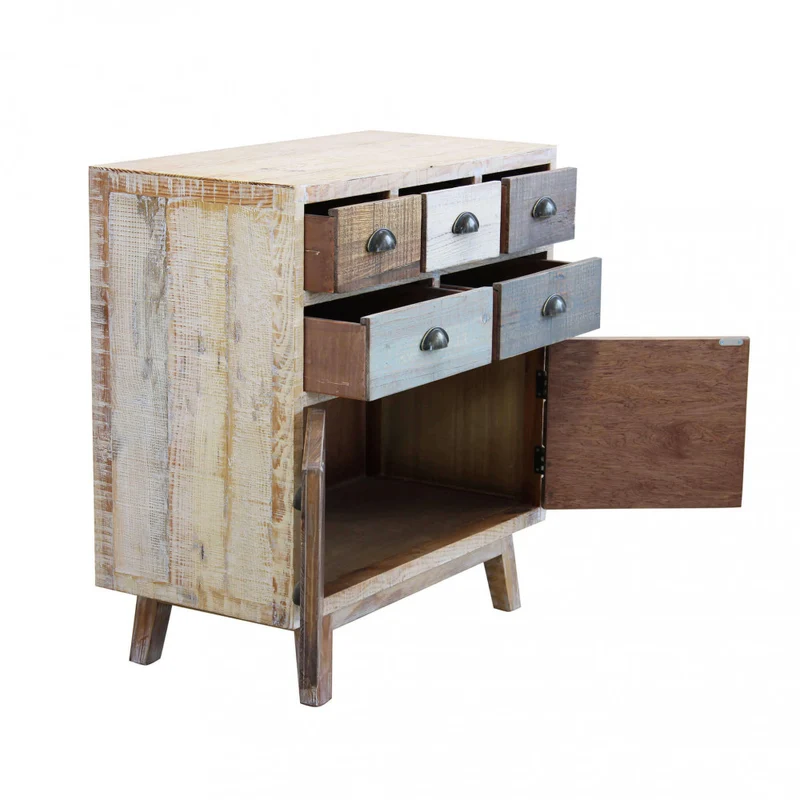 Mobile in legno "Clark" con 4 cassetti e 2 ante in legno colorato 80 x 40 x 85 h cm