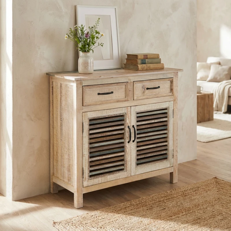 Mobile in legno "Chad" con 2 cassetti e 2 ante in legno colorato 90 x 42 x 85 h cm