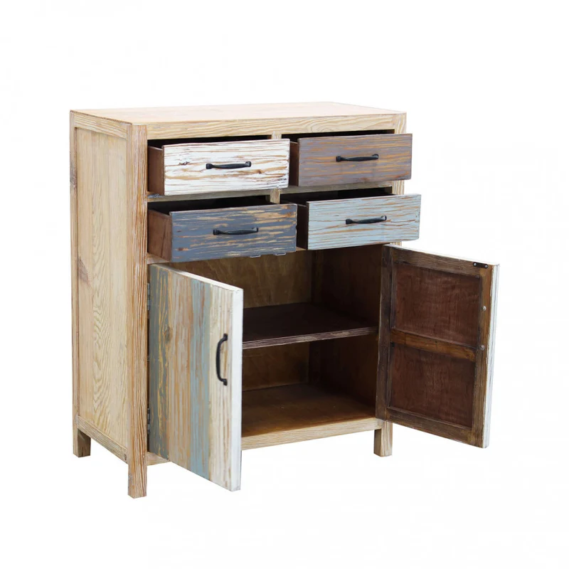 Mobile in legno "Alden" con 4 cassetti e 2 ante in legno colorato 78 x 39 x 93 h cm