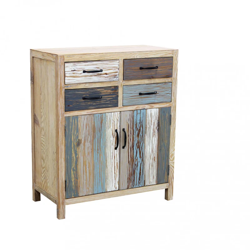 Mobile in legno "Alden" con 4 cassetti e 2 ante in legno colorato 78 x 39 x 93 h cm