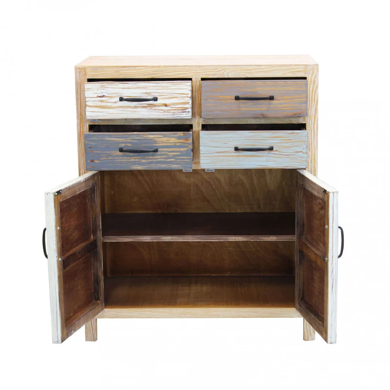 Mobile in legno "Alden" con 4 cassetti e 2 ante in legno colorato 78 x 39 x 93 h cm