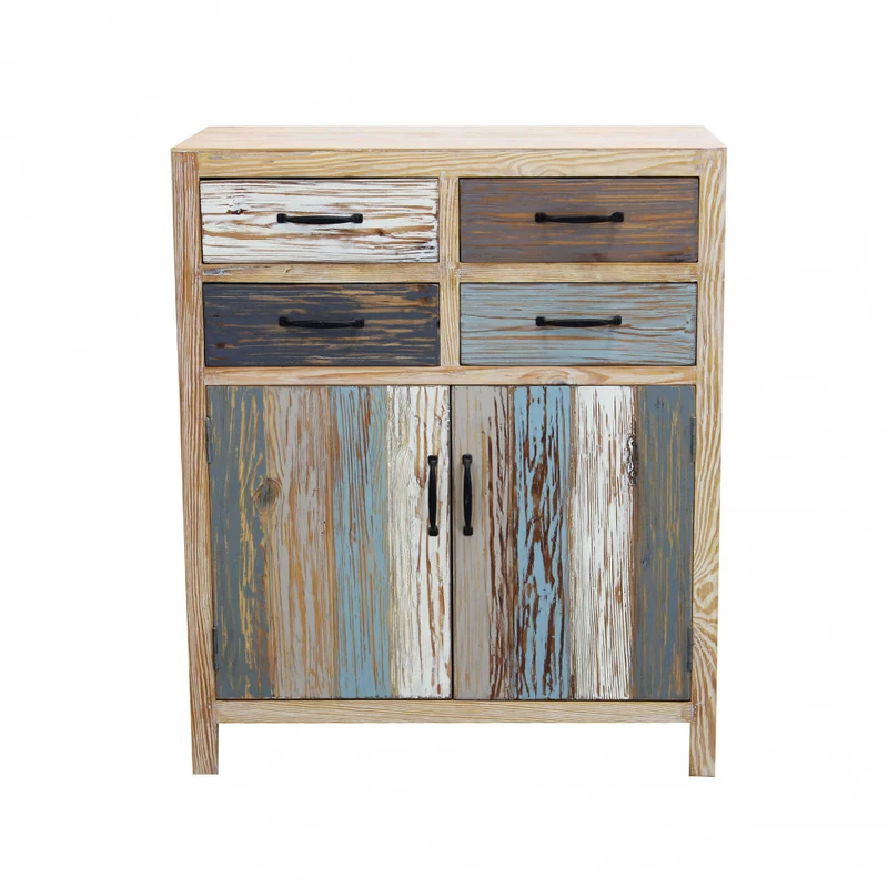 Mobile in legno "Alden" con 4 cassetti e 2 ante in legno colorato 78 x 39 x 93 h cm