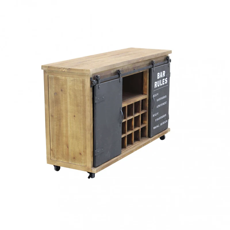 Mobile in legno "Edmond" con 13 ripiani, e 2 ante scorrevoli 123 x 41 x 74 h cm